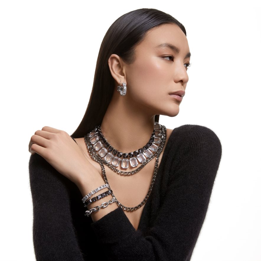 Swarovski Millenia-Halskette im Achteckschliff übergroße Kristalle, weiß, rhodiniert Schmuck HLT448134