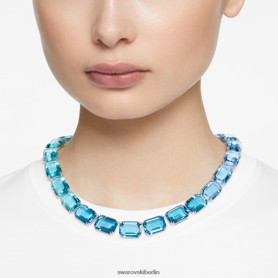 Swarovski Millenia-Halskette im Achteckschliff blau, rhodiniert Schmuck HLT448143