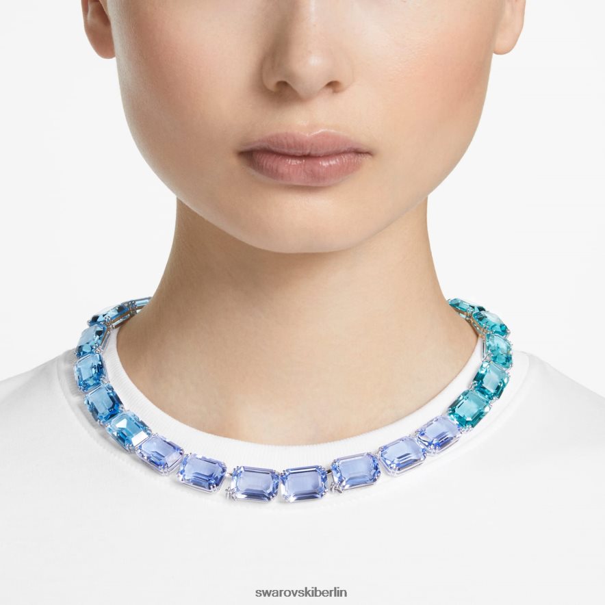 Swarovski Millenia-Halskette im Achteckschliff blau, rhodiniert Schmuck HLT448143