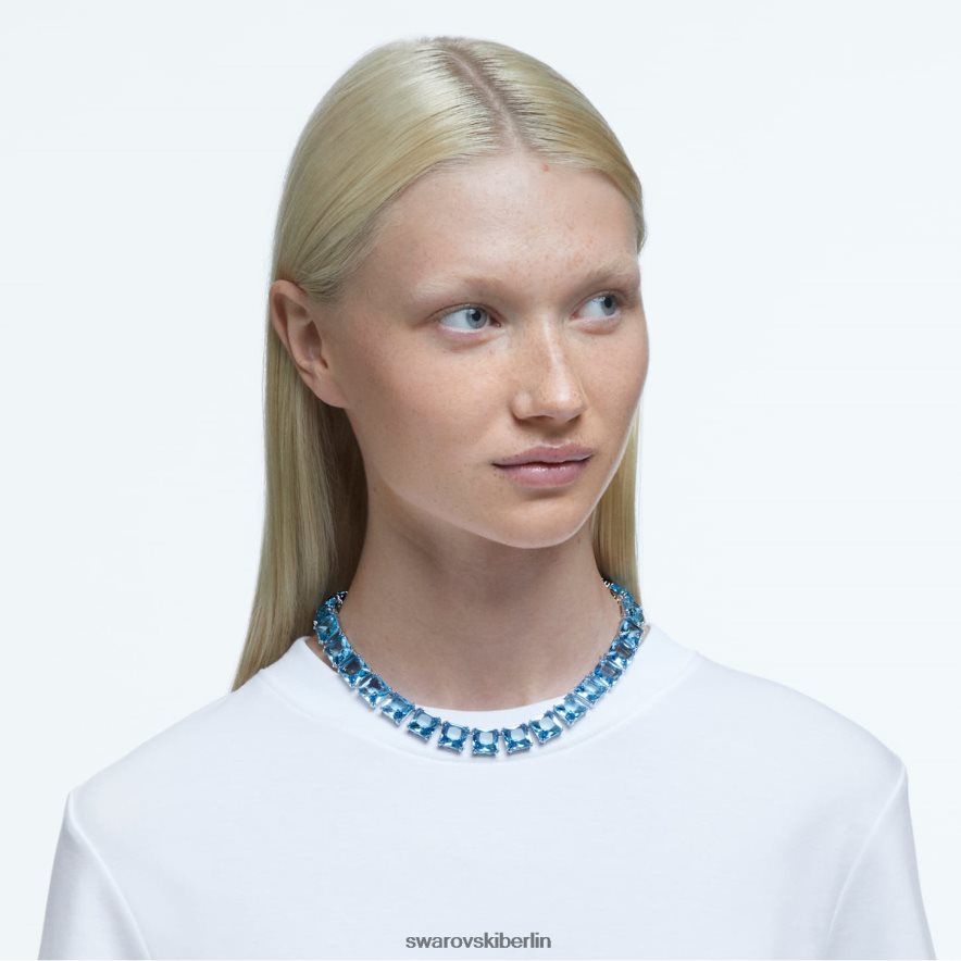 Swarovski Millenia-Halskette quadratischer Schliff, blau, rhodiniert Schmuck HLT44846