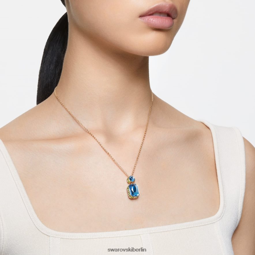 Swarovski Orbita-Halskette Achteckschliff, mehrfarbig, vergoldet Schmuck HLT44859