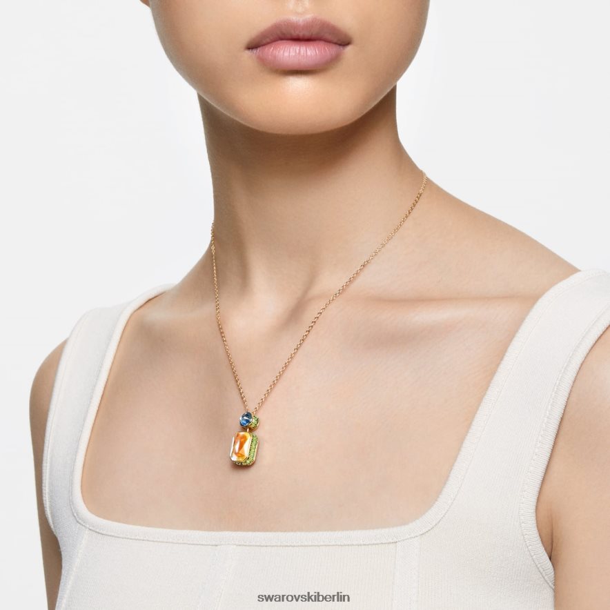 Swarovski Orbita-Halskette Achteckschliff, mehrfarbig, vergoldet Schmuck HLT44859