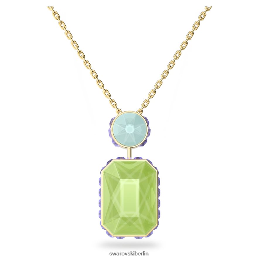 Swarovski Orbita-Halskette Achteckschliff, mehrfarbig, vergoldet Schmuck HLT44894