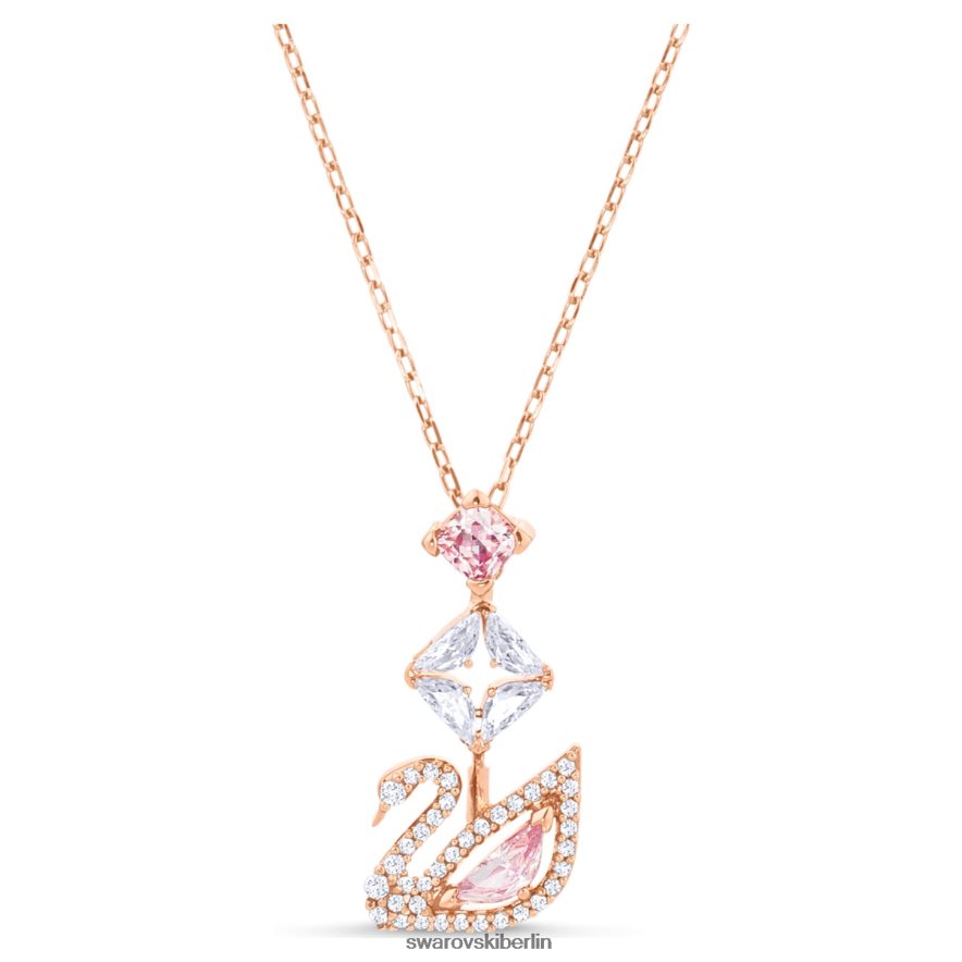 Swarovski Schillernde Schwanen-Halskette Schwan, rosa, rosévergoldet Schmuck HLT44825