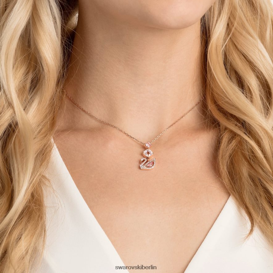 Swarovski Schillernde Schwanen-Halskette Schwan, rosa, rosévergoldet Schmuck HLT44825