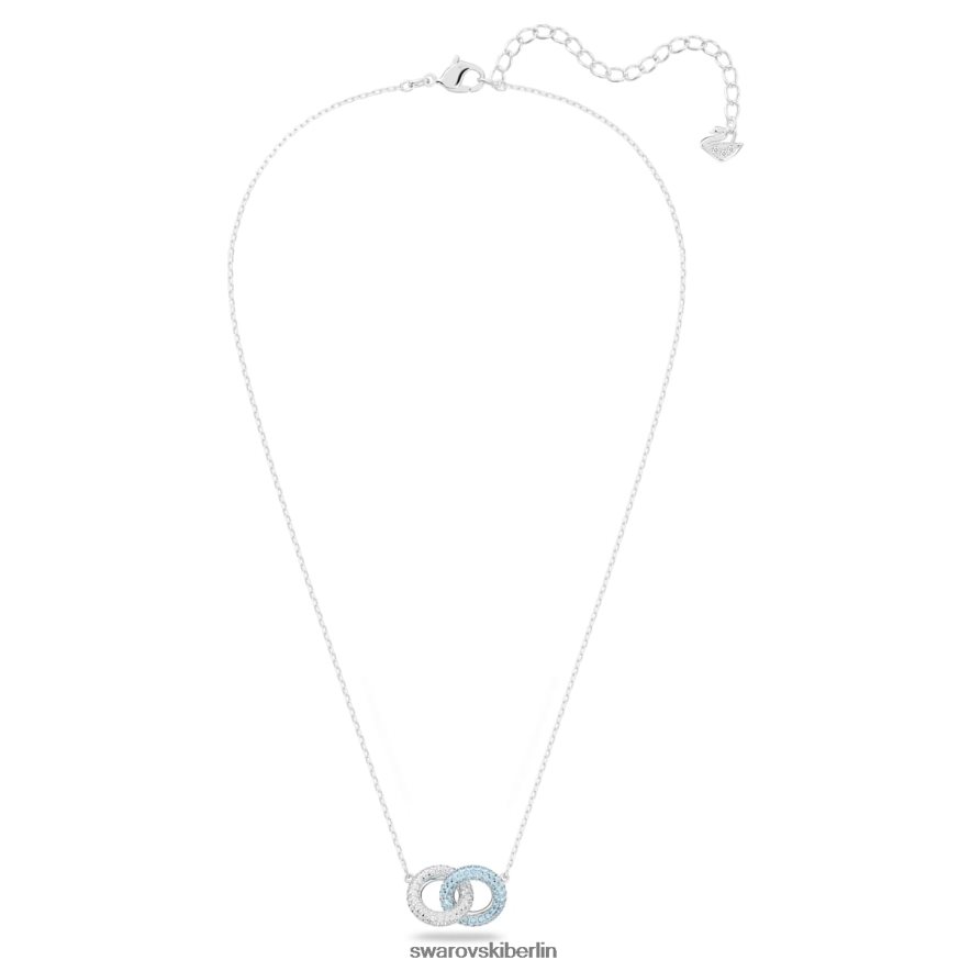 Swarovski Steinhalskette Pavé, ineinander verschlungene Kreise, blau, rhodiniert Schmuck HLT448136