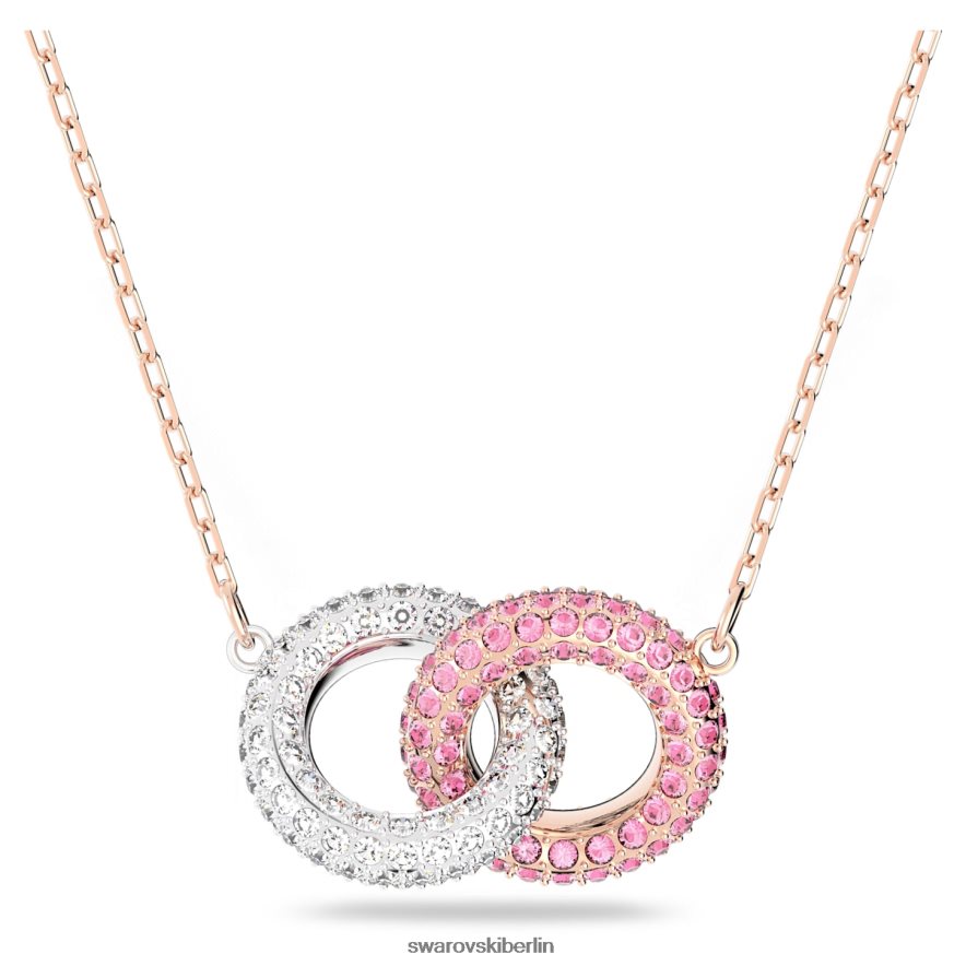 Swarovski Steinhalskette ineinander verschlungene Kreise, rosa, rosévergoldet Schmuck HLT44835