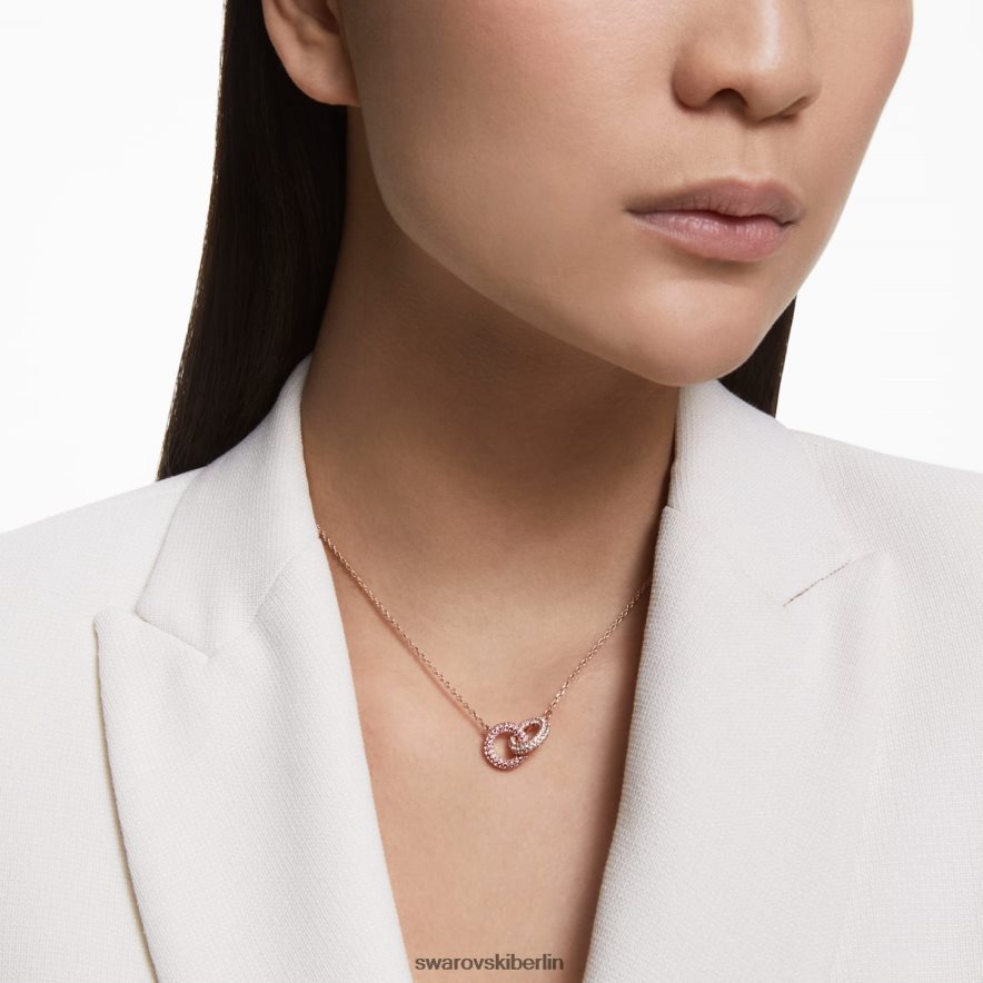 Swarovski Steinhalskette ineinander verschlungene Kreise, rosa, rosévergoldet Schmuck HLT44835