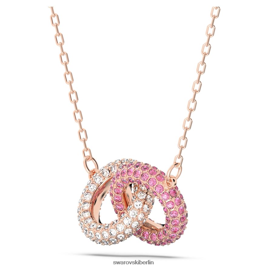 Swarovski Steinhalskette ineinander verschlungene Kreise, rosa, rosévergoldet Schmuck HLT44835
