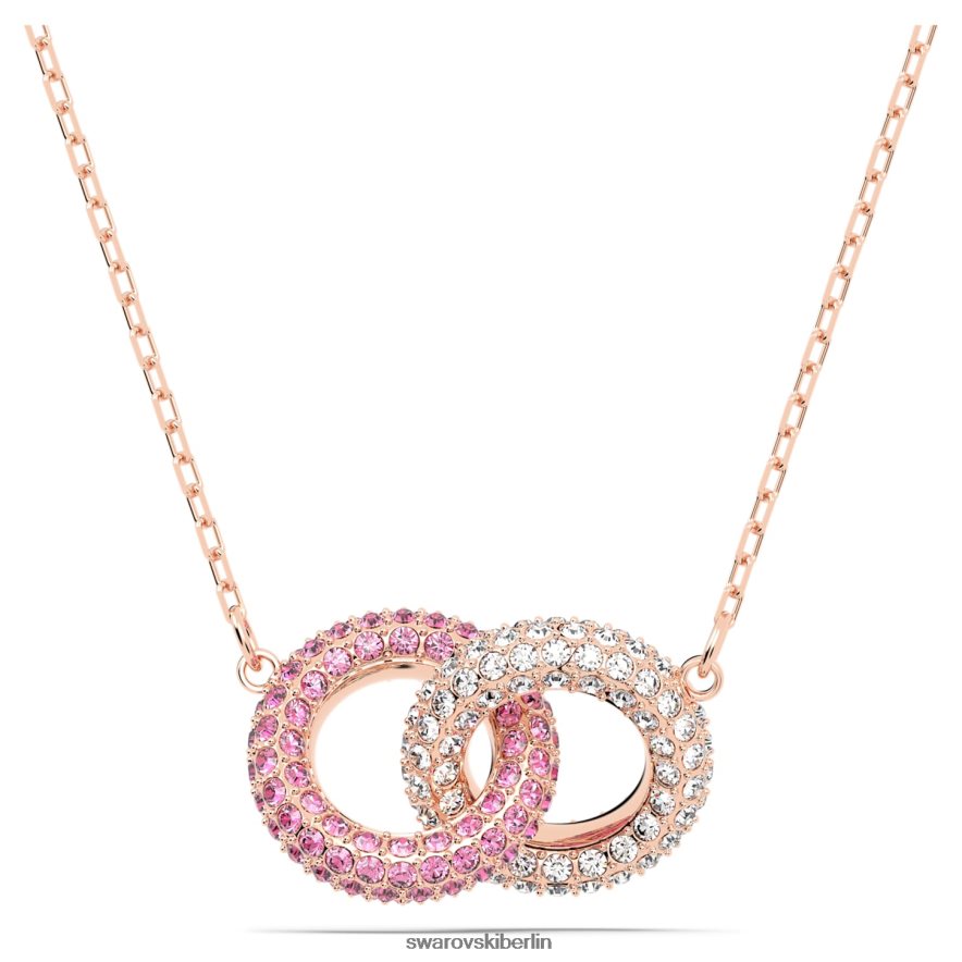 Swarovski Steinhalskette ineinander verschlungene Kreise, rosa, rosévergoldet Schmuck HLT44835