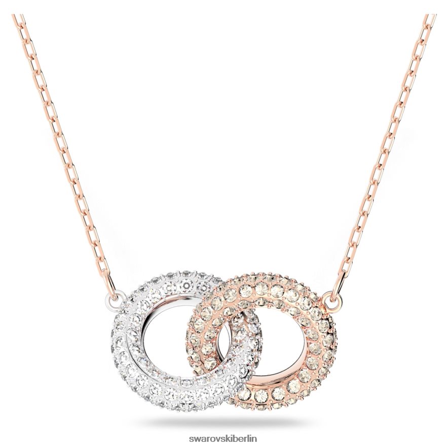 Swarovski Steinhalskette ineinander verschlungene Kreise, weiß, rosévergoldet Schmuck HLT44818