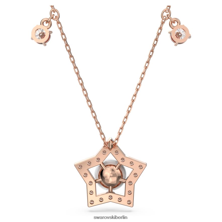 Swarovski Stella-Halskette Mischschliffe, Stern, weiß, rosévergoldet Schmuck HLT448118