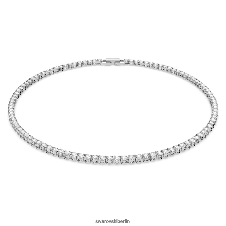 Swarovski Tennis-Deluxe-Halskette Rundschliff, weiß, rhodiniert Schmuck HLT4489