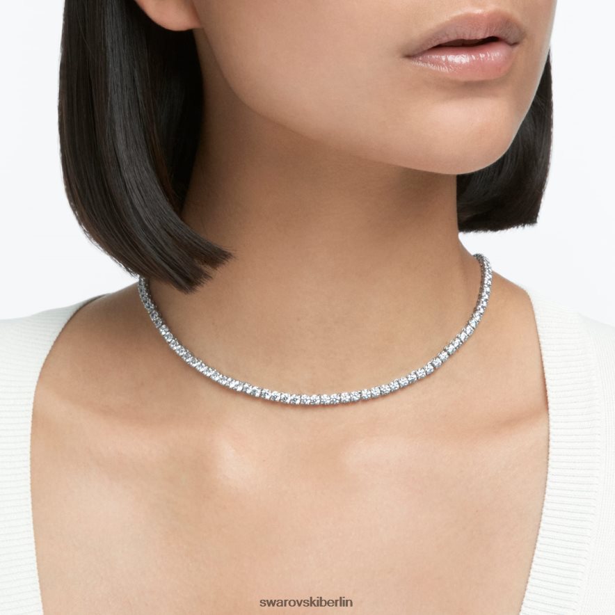 Swarovski Tennis-Deluxe-Halskette Rundschliff, weiß, rhodiniert Schmuck HLT4489