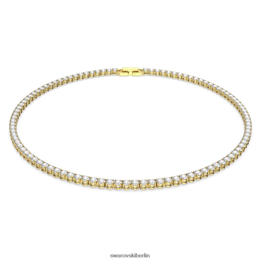 Swarovski Tennis-Deluxe-Halskette Rundschliff, weiß, vergoldet Schmuck HLT448135