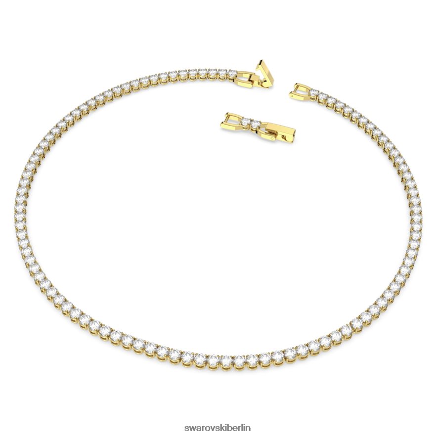 Swarovski Tennis-Deluxe-Halskette Rundschliff, weiß, vergoldet Schmuck HLT448135