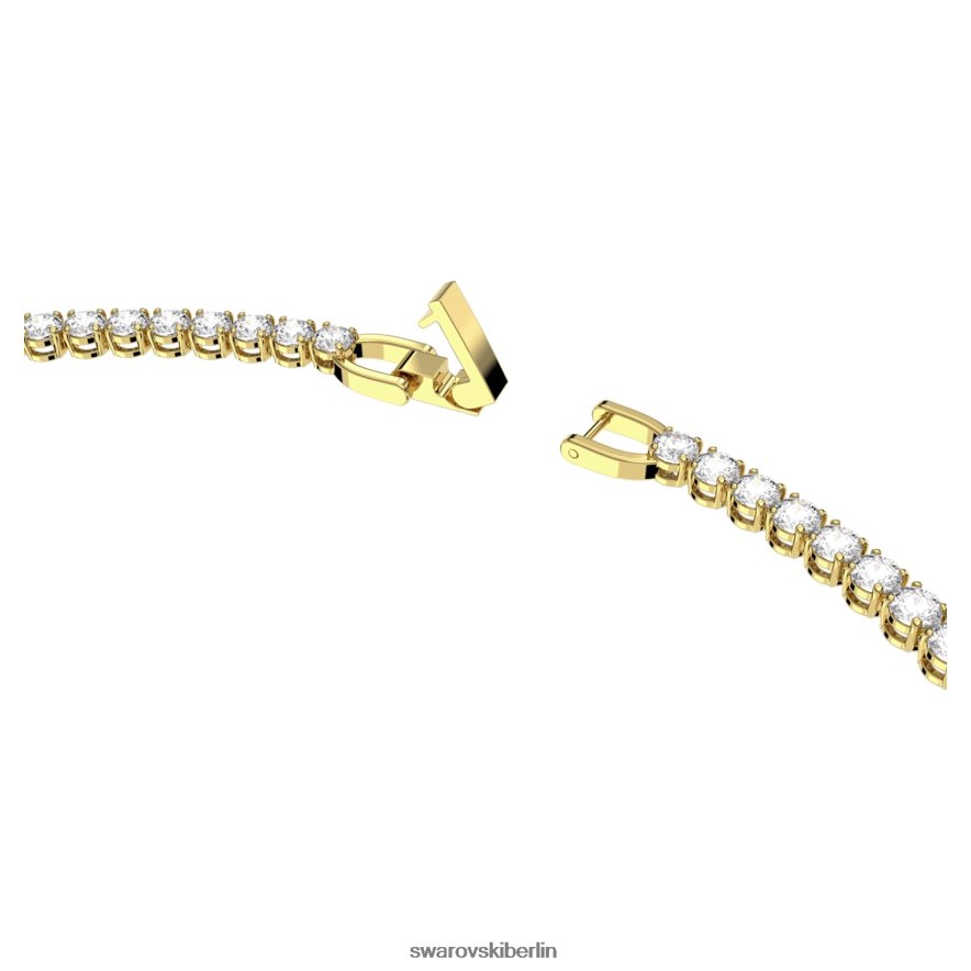 Swarovski Tennis-Deluxe-Halskette Rundschliff, weiß, vergoldet Schmuck HLT448135