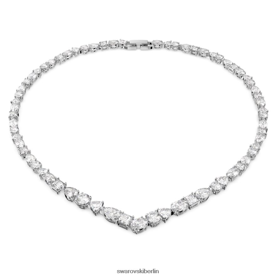 Swarovski Tennis Deluxe V-Halskette Mischschliffe, weiß, rhodiniert Schmuck HLT44860