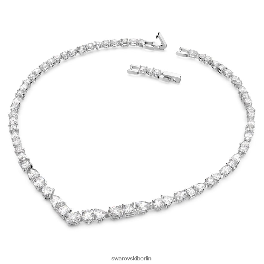 Swarovski Tennis Deluxe V-Halskette Mischschliffe, weiß, rhodiniert Schmuck HLT44860