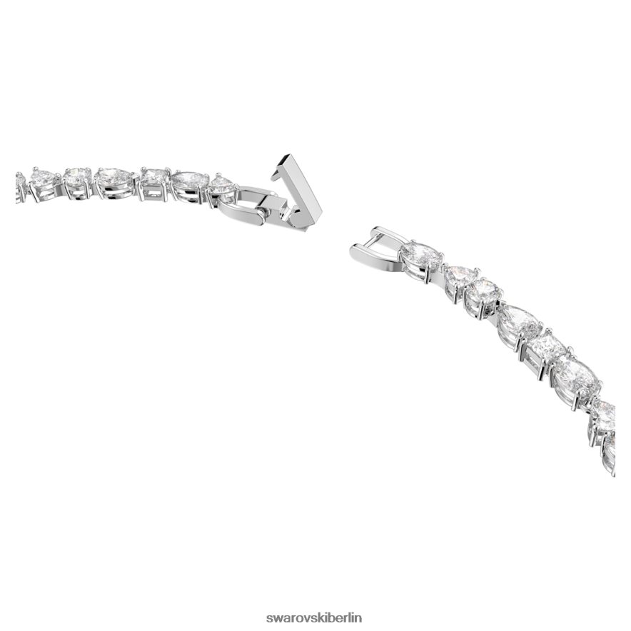 Swarovski Tennis Deluxe V-Halskette Mischschliffe, weiß, rhodiniert Schmuck HLT44860