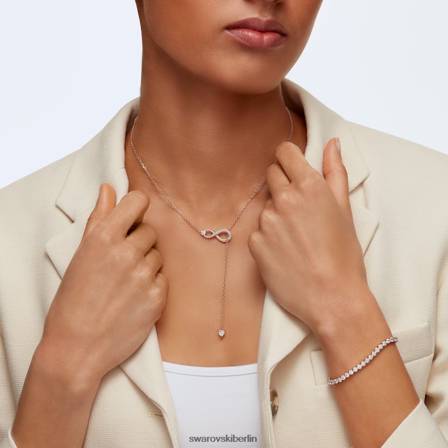 Swarovski Unendlichkeits-Y-Halskette Infinity, weiß, rosévergoldet Schmuck HLT44870