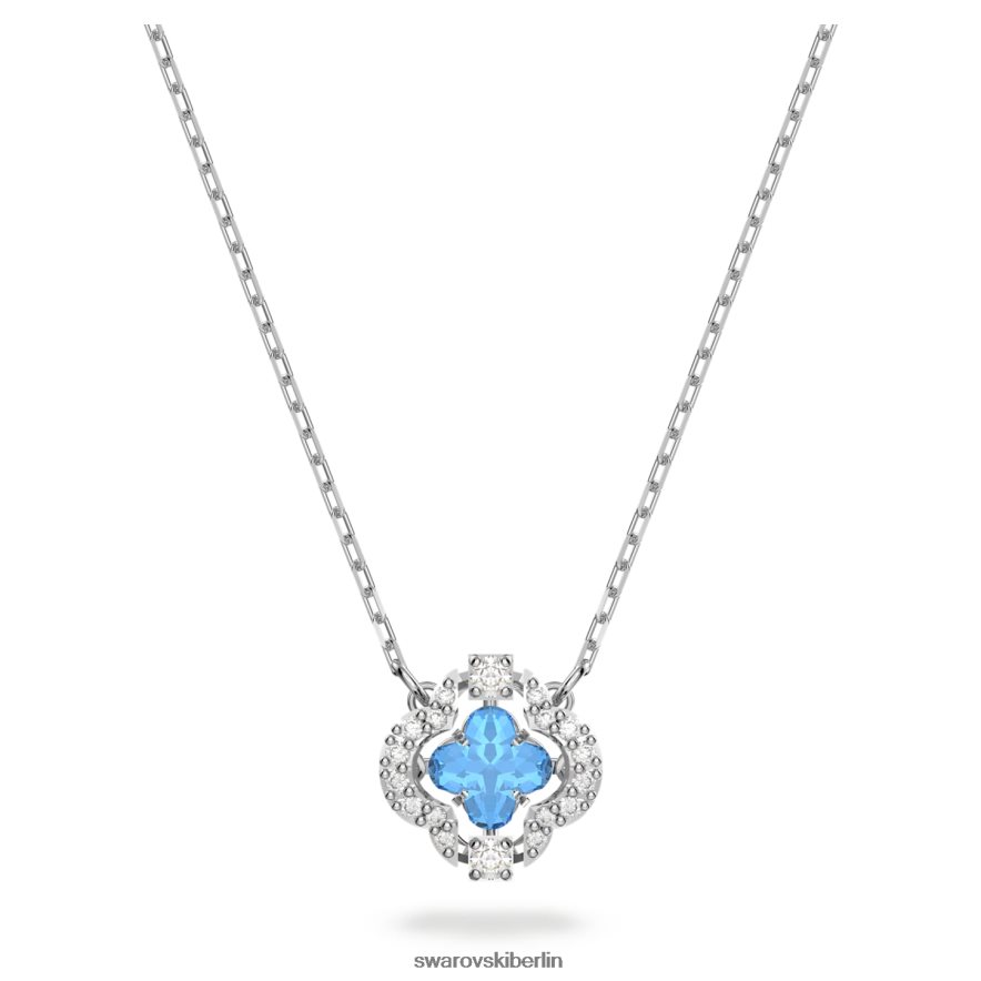 Swarovski funkelnde Tanzhalskette Kleeblatt, blau, rhodiniert Schmuck HLT448124