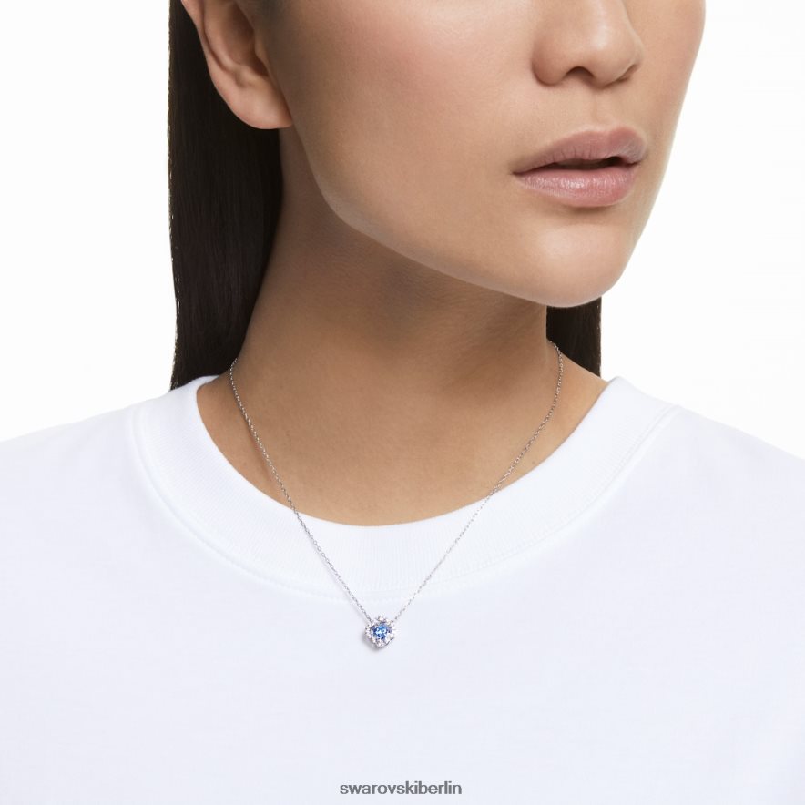 Swarovski funkelnde Tanzhalskette Kleeblatt, blau, rhodiniert Schmuck HLT448124