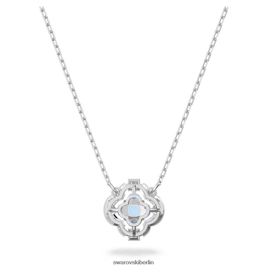 Swarovski funkelnde Tanzhalskette Kleeblatt, blau, rhodiniert Schmuck HLT448124