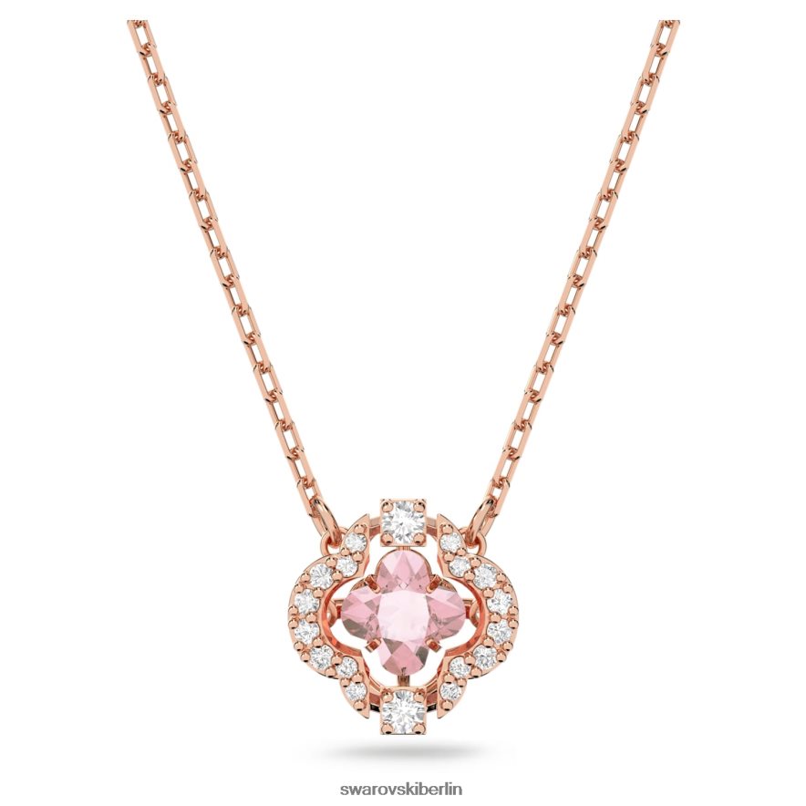 Swarovski funkelnde Tanzhalskette Kleeblatt, rosa, rosévergoldet Schmuck HLT44882