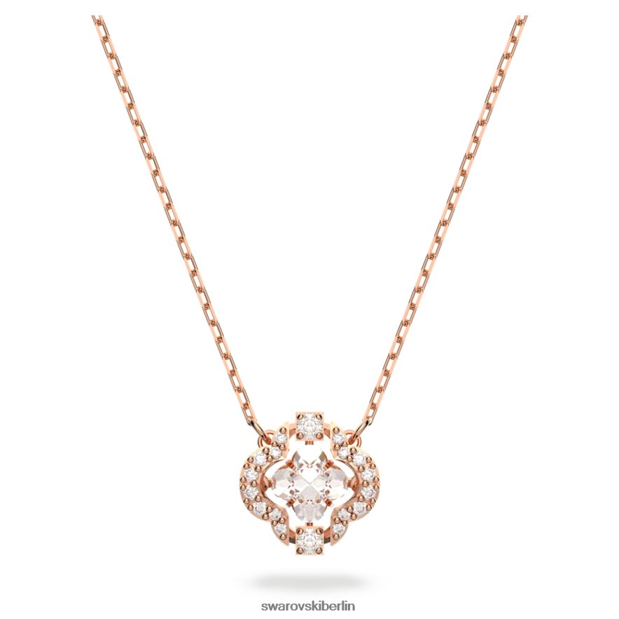Swarovski funkelnde Tanzhalskette Kleeblatt, weiß, rosévergoldet Schmuck HLT448102