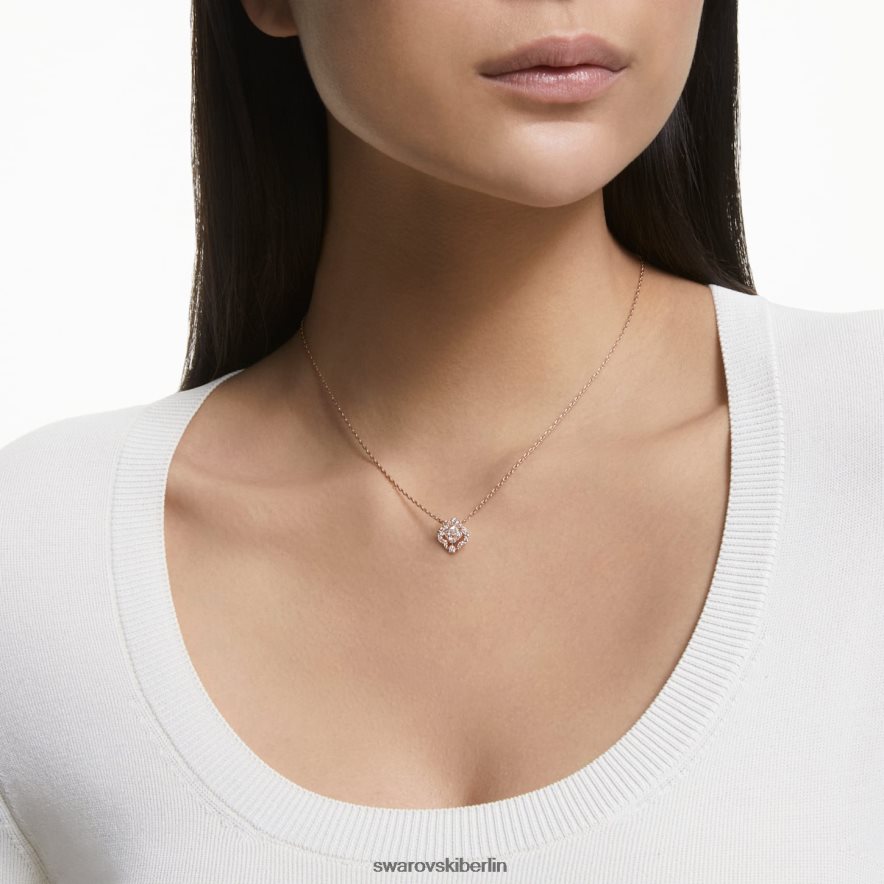 Swarovski funkelnde Tanzhalskette Kleeblatt, weiß, rosévergoldet Schmuck HLT448102