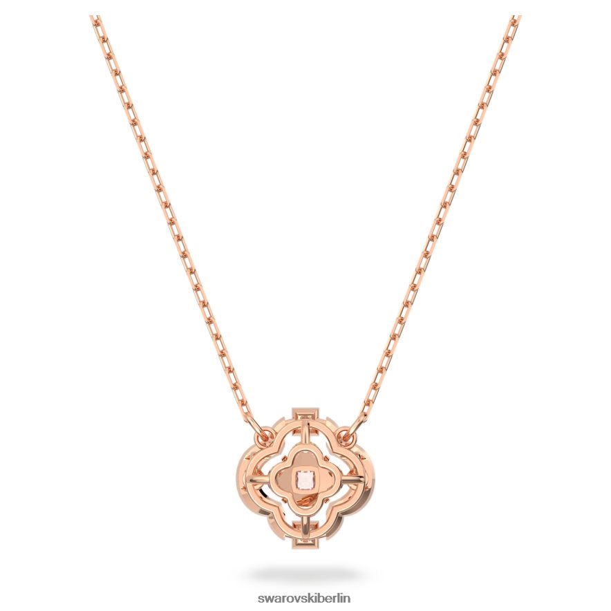 Swarovski funkelnde Tanzhalskette Kleeblatt, weiß, rosévergoldet Schmuck HLT448102