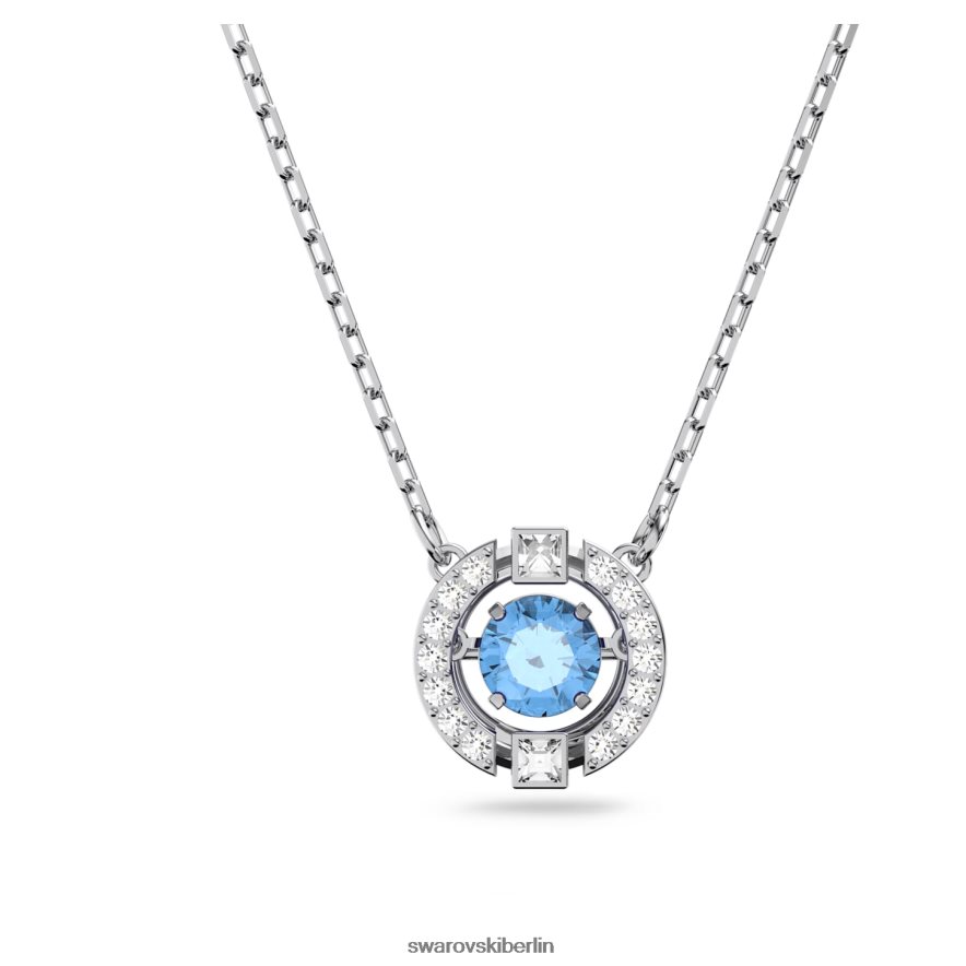 Swarovski funkelnde Tanzhalskette Rundschliff, blau, rhodiniert Schmuck HLT44831