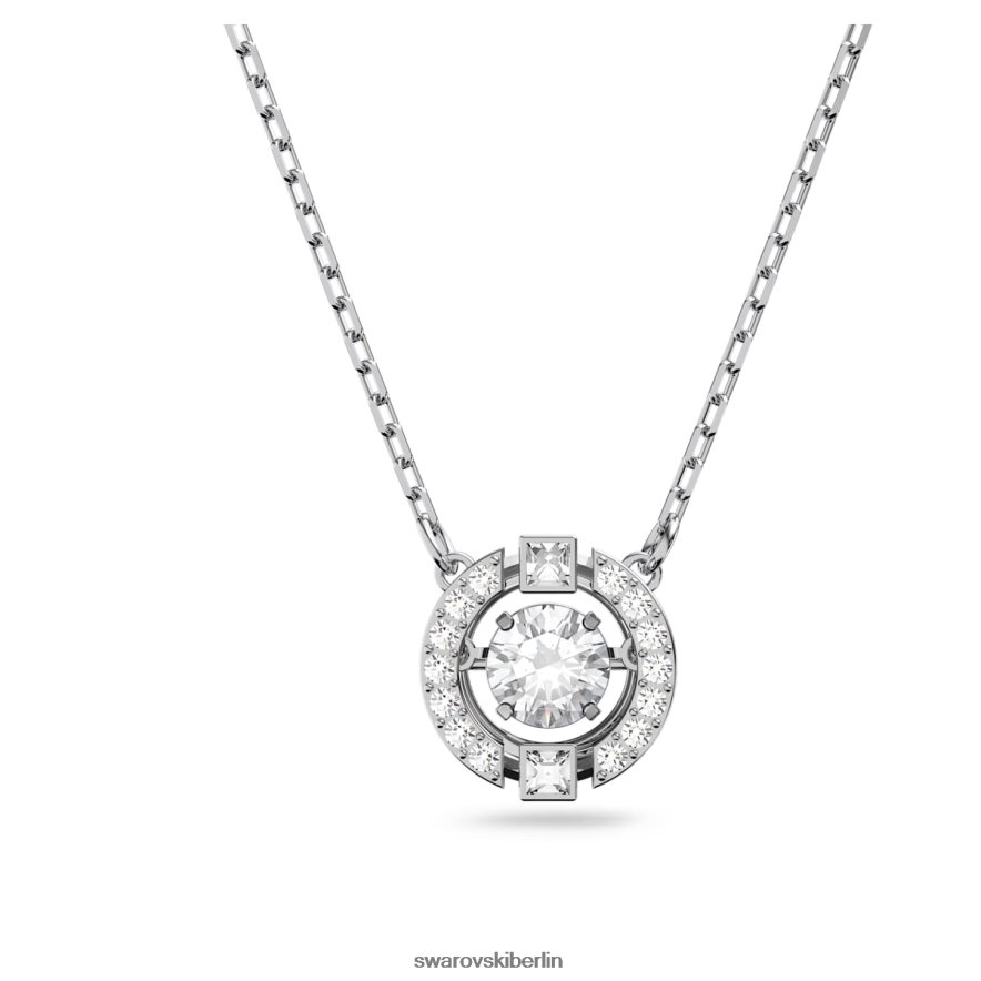 Swarovski funkelnde Tanzhalskette Rundschliff, weiß, rhodiniert Schmuck HLT44817