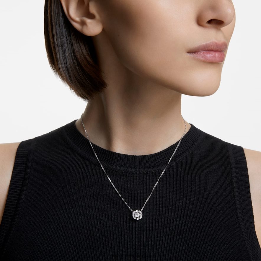 Swarovski funkelnde Tanzhalskette Rundschliff, weiß, rhodiniert Schmuck HLT44817