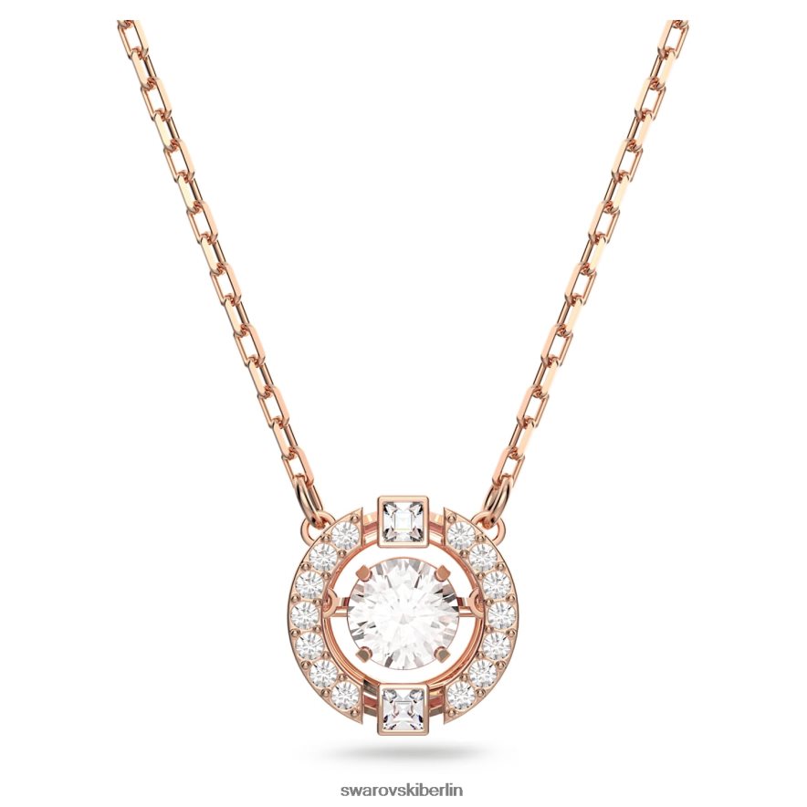Swarovski funkelnde Tanzhalskette Rundschliff, weiß, rosévergoldet Schmuck HLT44821