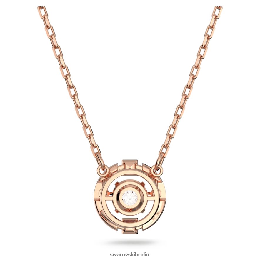 Swarovski funkelnde Tanzhalskette Rundschliff, weiß, rosévergoldet Schmuck HLT44821