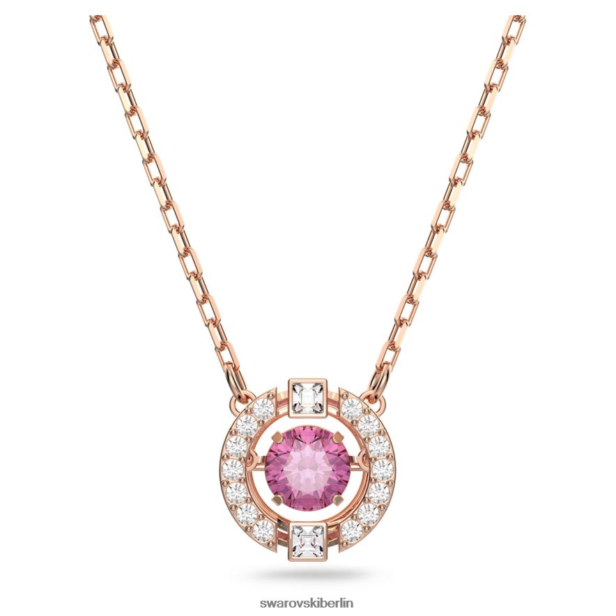 Swarovski funkelnde Tanzhalskette runder Schliff, rot, rosévergoldet Schmuck HLT44838
