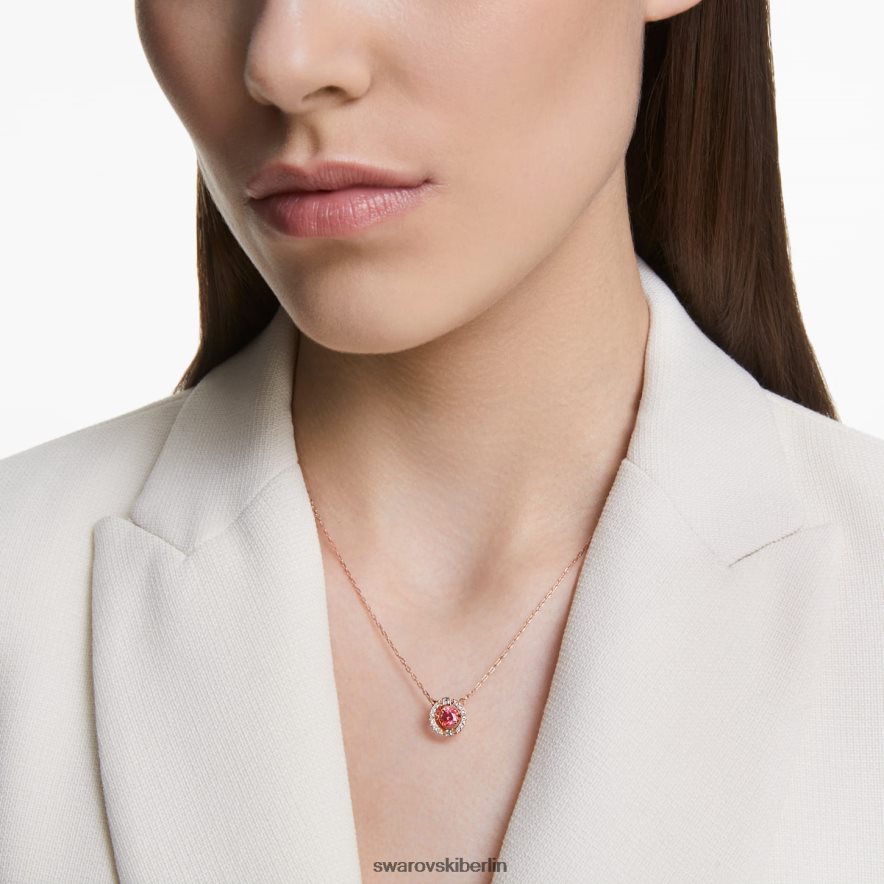 Swarovski funkelnde Tanzhalskette runder Schliff, rot, rosévergoldet Schmuck HLT44838