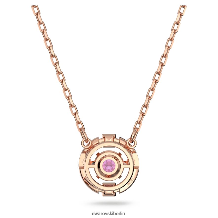 Swarovski funkelnde Tanzhalskette runder Schliff, rot, rosévergoldet Schmuck HLT44838