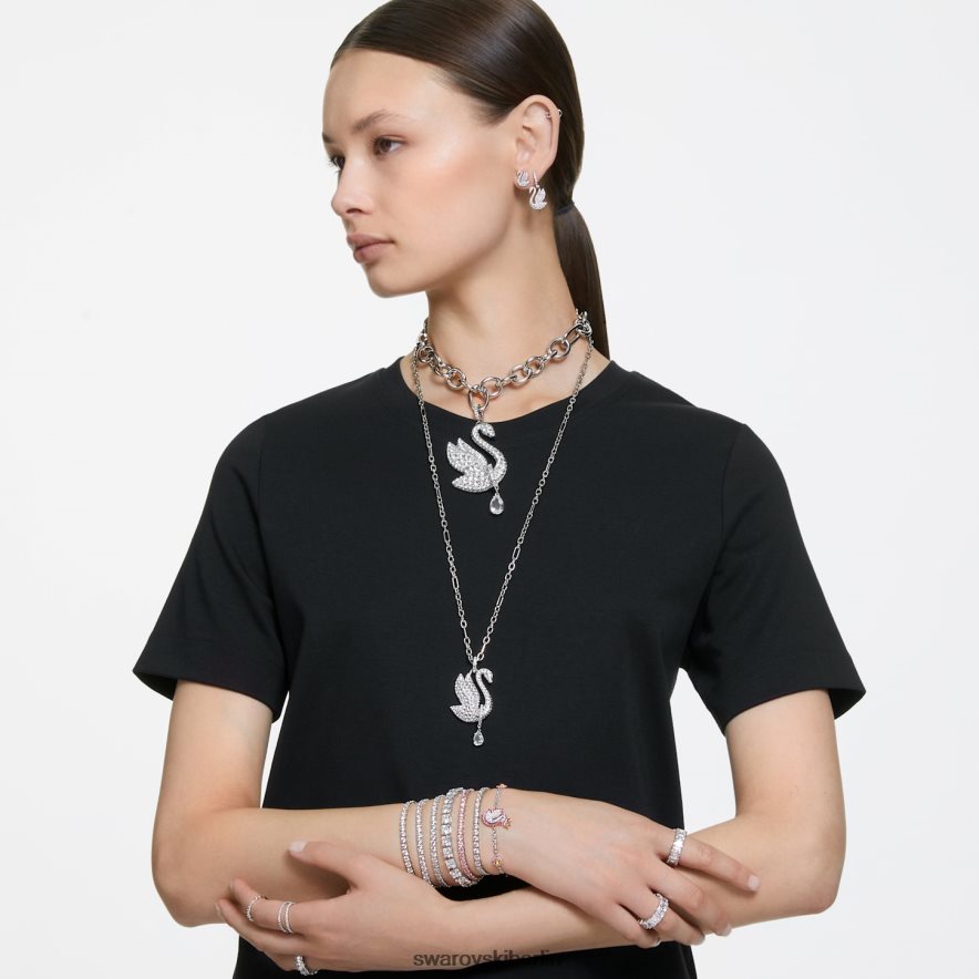 Swarovski ikonische Schwanenhalskette Schwan, weiß, rhodiniert Schmuck HLT448269