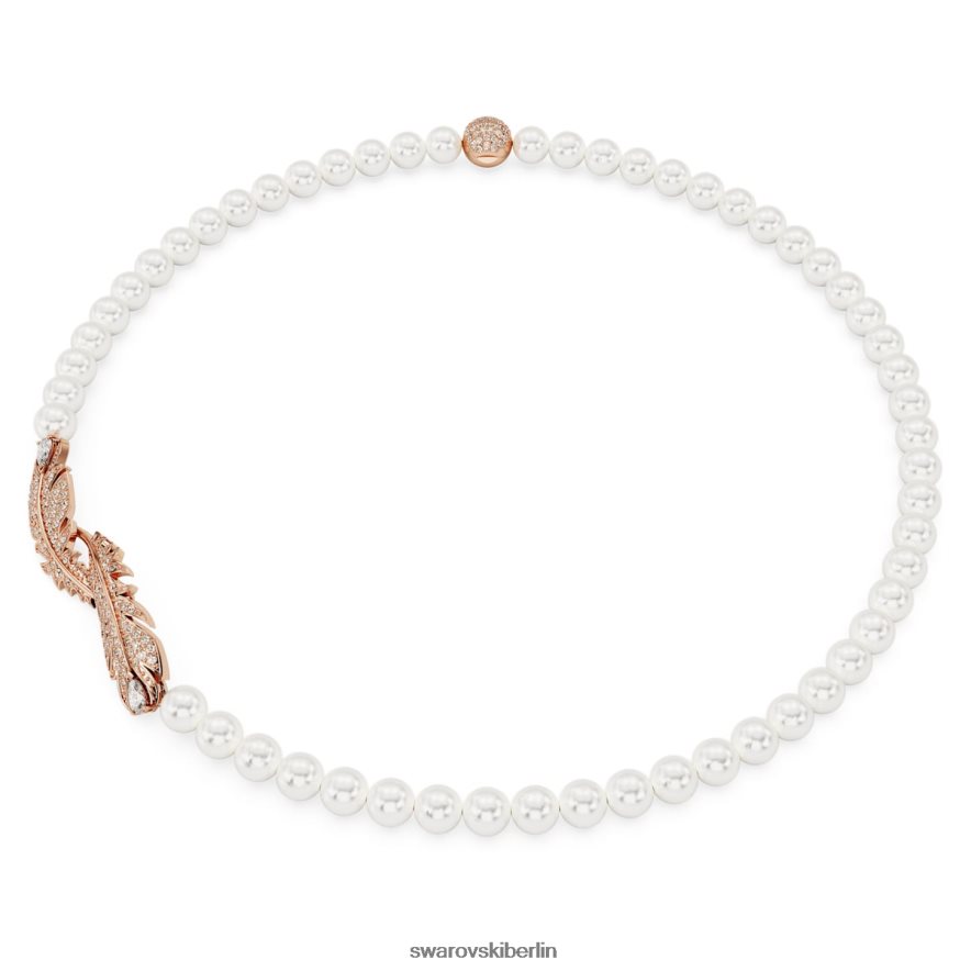 Swarovski schöne Halskette Feder, weiß, rosévergoldet Schmuck HLT448108