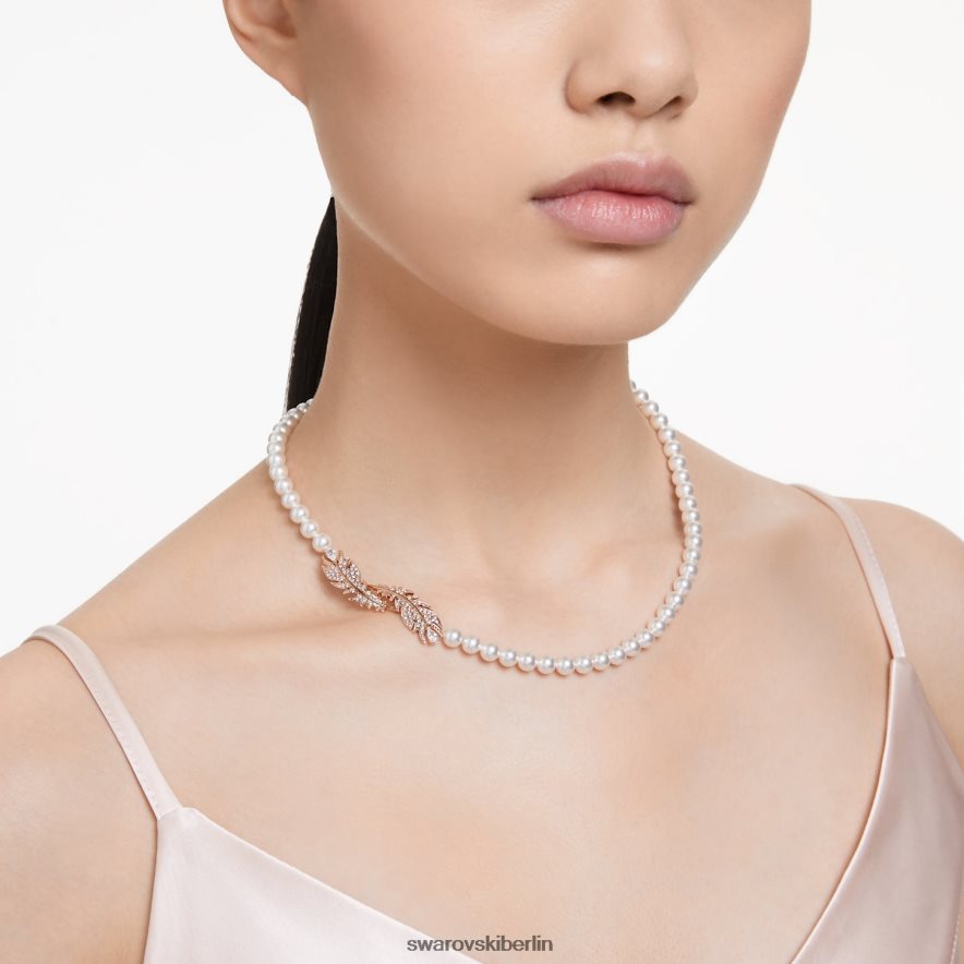 Swarovski schöne Halskette Feder, weiß, rosévergoldet Schmuck HLT448108