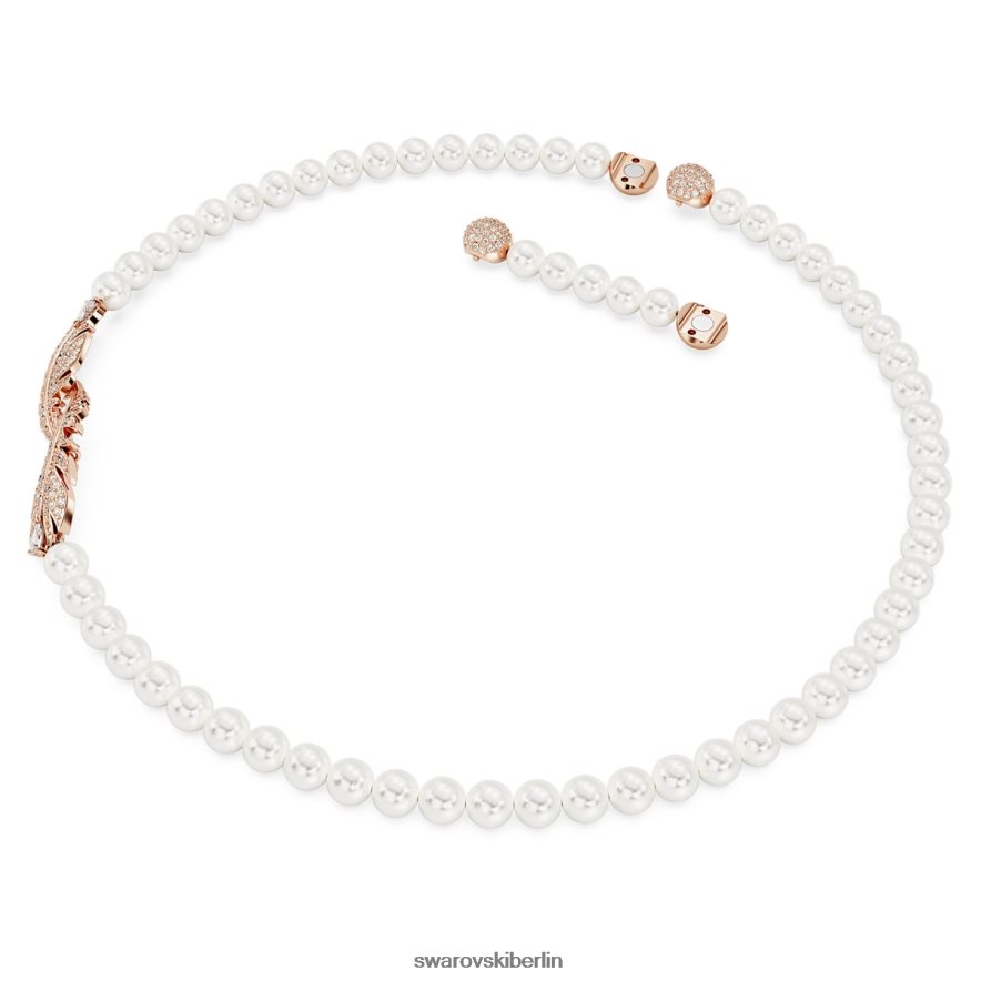 Swarovski schöne Halskette Feder, weiß, rosévergoldet Schmuck HLT448108