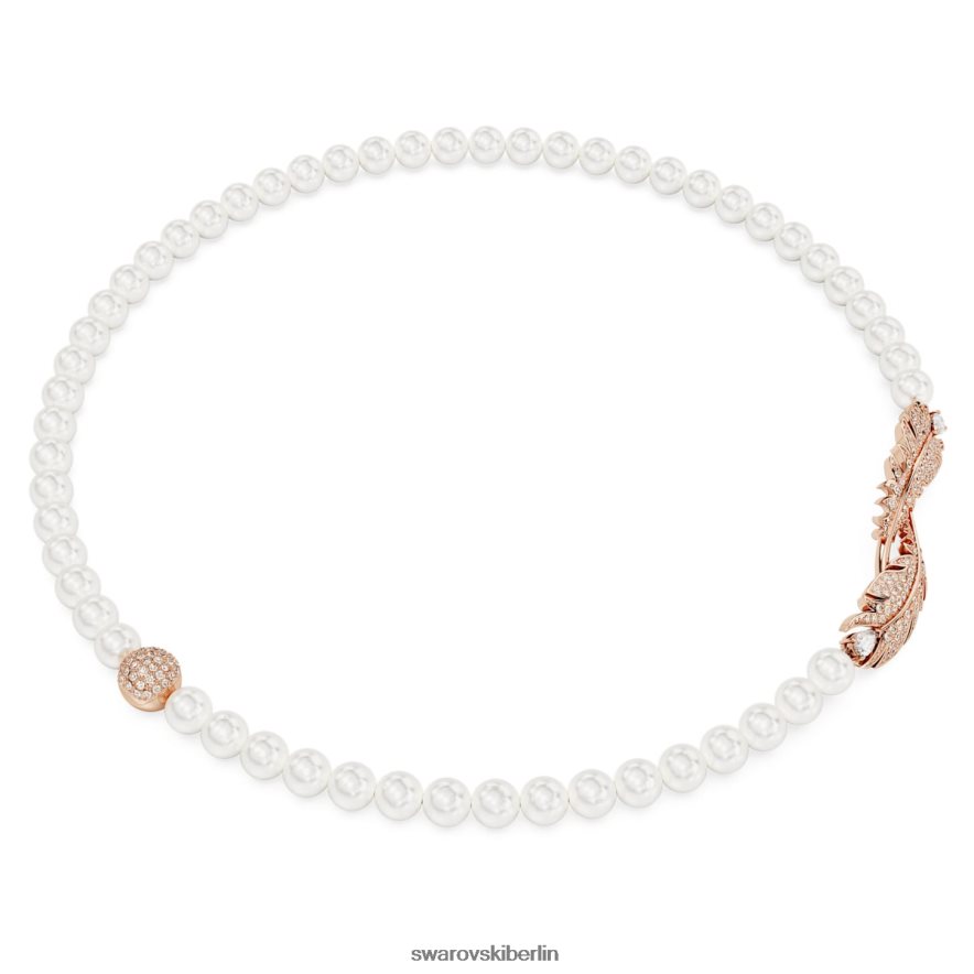 Swarovski schöne Halskette Feder, weiß, rosévergoldet Schmuck HLT448108