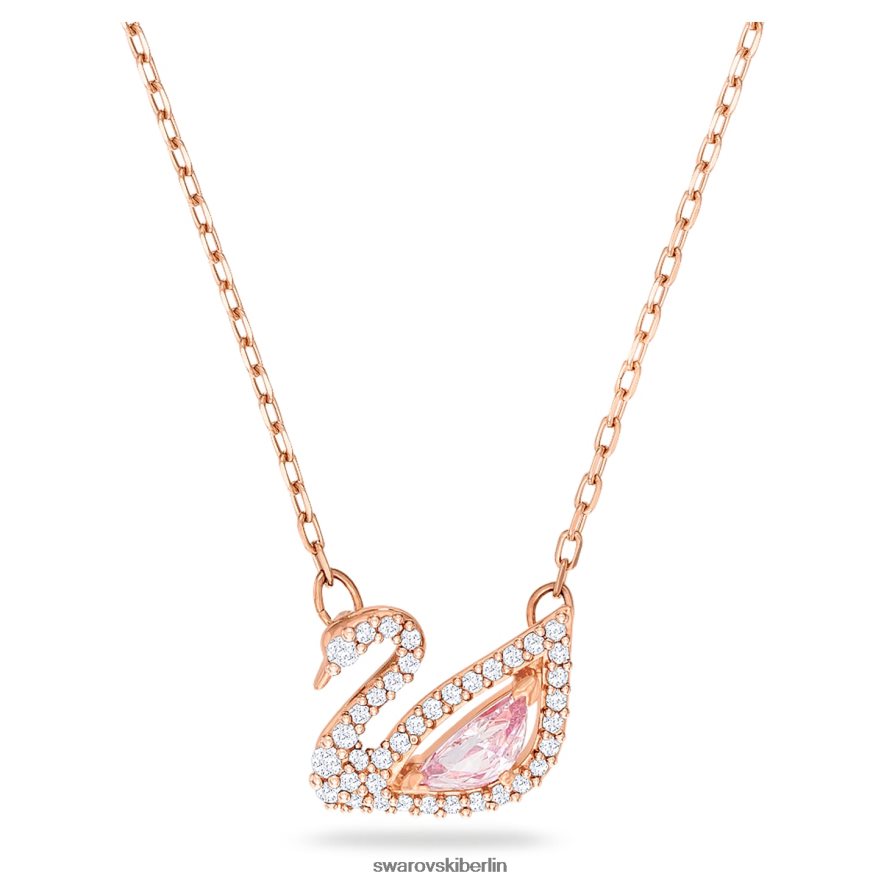 Swarovski schillernde Schwanenhalskette Schwan, rosa, rosévergoldet Schmuck HLT44813