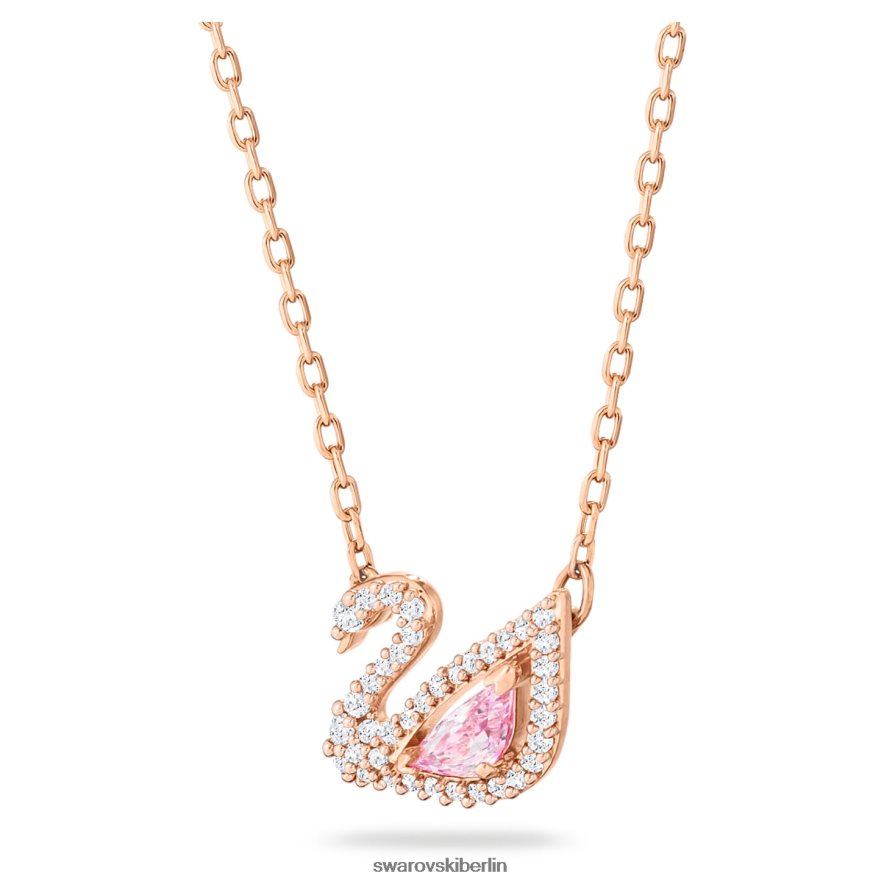Swarovski schillernde Schwanenhalskette Schwan, rosa, rosévergoldet Schmuck HLT44813
