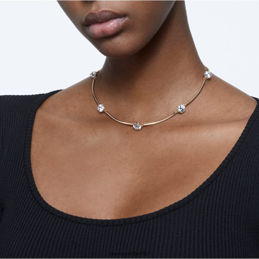 Swarovski Constella-Halsband Rundschliff, weiß, glänzend vergoldet Schmuck HLT448353
