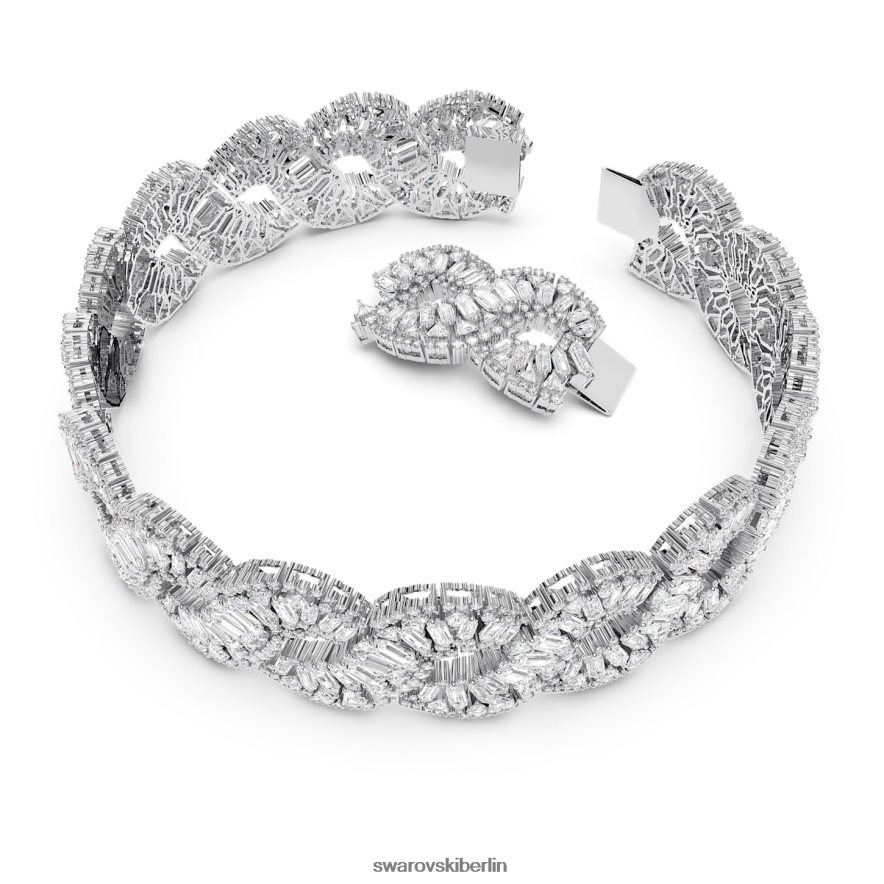 Swarovski Hyperbel-Halsband Mischschliffe, Welle, weiß, rhodiniert Schmuck HLT448349