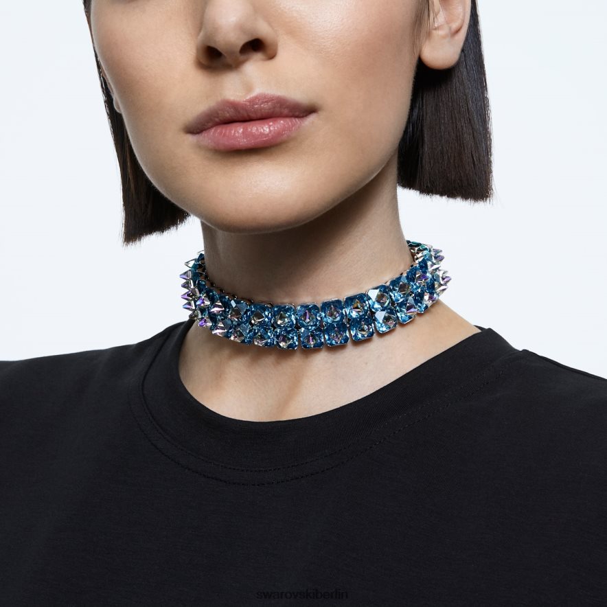 Swarovski Ortyx-Halsband Pyramidenschliff, blau, rhodiniert Schmuck HLT448362